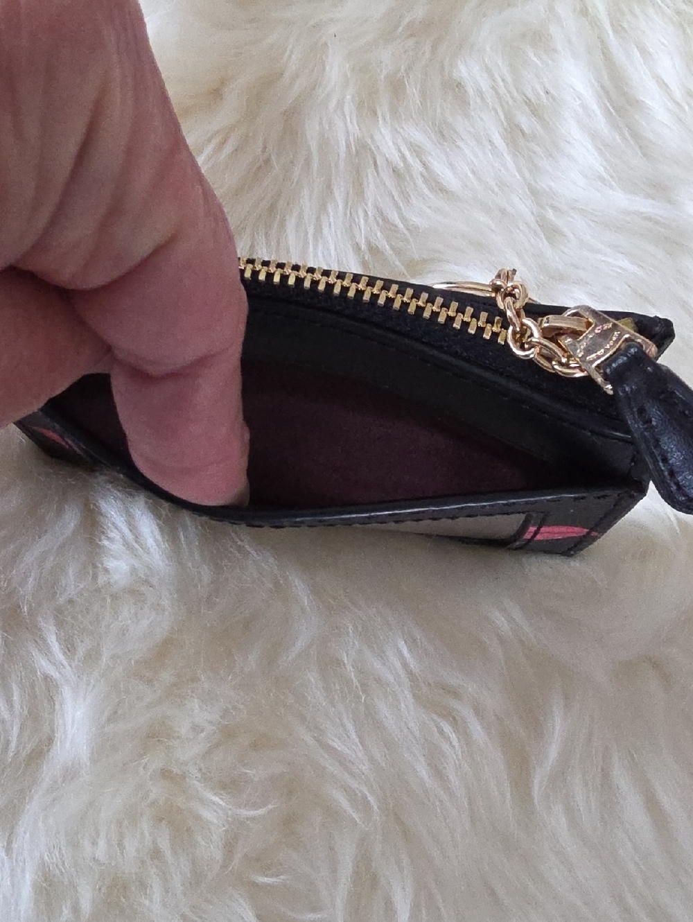 Coach Black Leather Pink Lips Mini Skinny ID Wallet & Key Ring 🖤💋🩷 - Picture 6 of 15